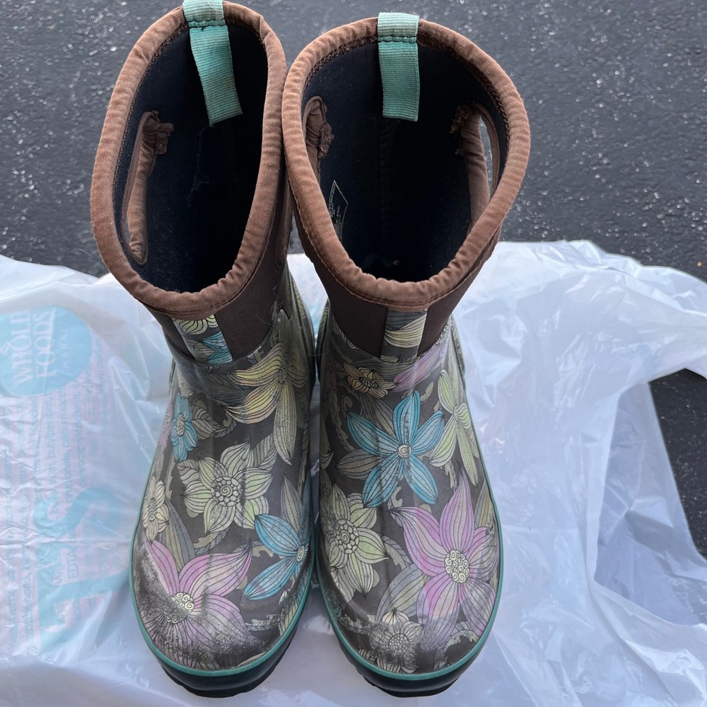 Bogs Classic Mid Stargazer Floral Waterproof Rain Boots Brown Multi Women 10